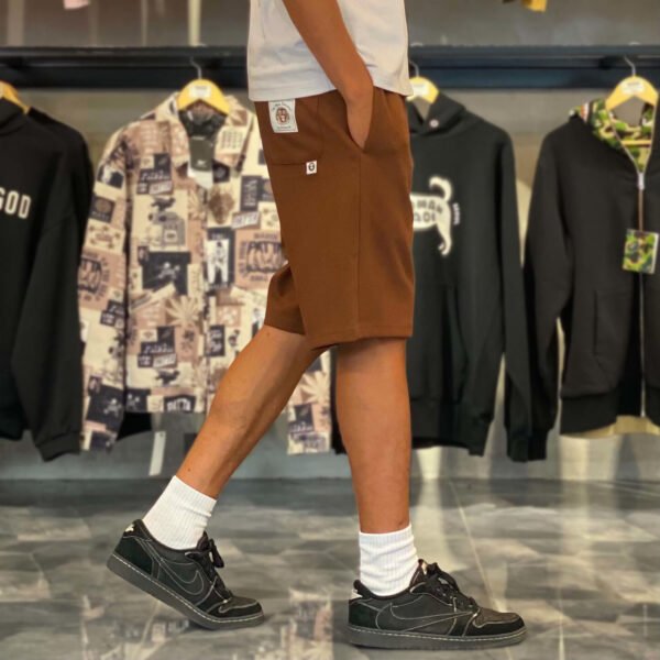BRANDNEW AAPE BY *A BATHING APE® Embossed Logo Brown Sweat Shorts (Medium)