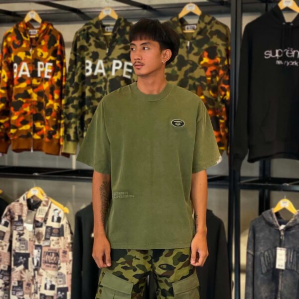 BRANDNEW AAPE BY *A BATHING APE® Panelled Relaxed Fit Green Camo Tee (Medium)