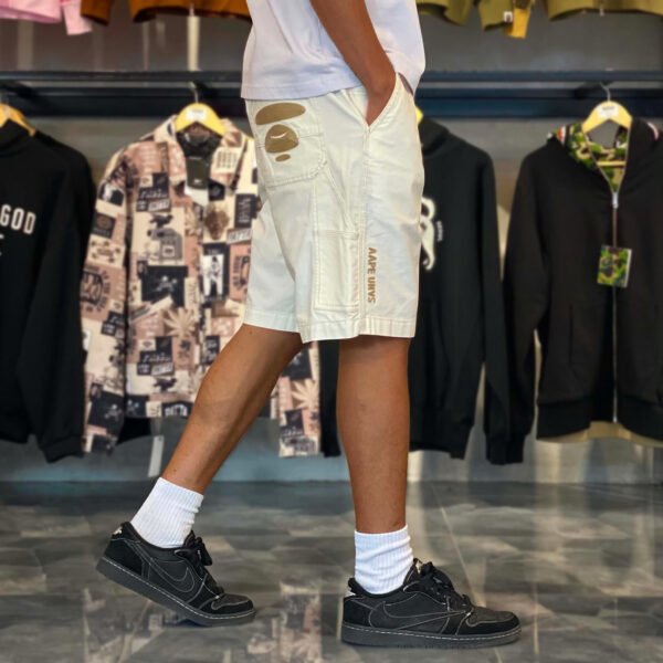 BRANDNEW AAPE BY *A BATHING APE® Embroidered Ivory Cargo Shorts (Large) - SOLD