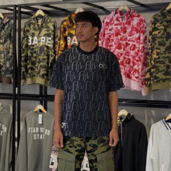 BRANDNEW AAPE BY *A BATHING APE® Moonface Logo Monogram Black Tee (Large) - SOLD