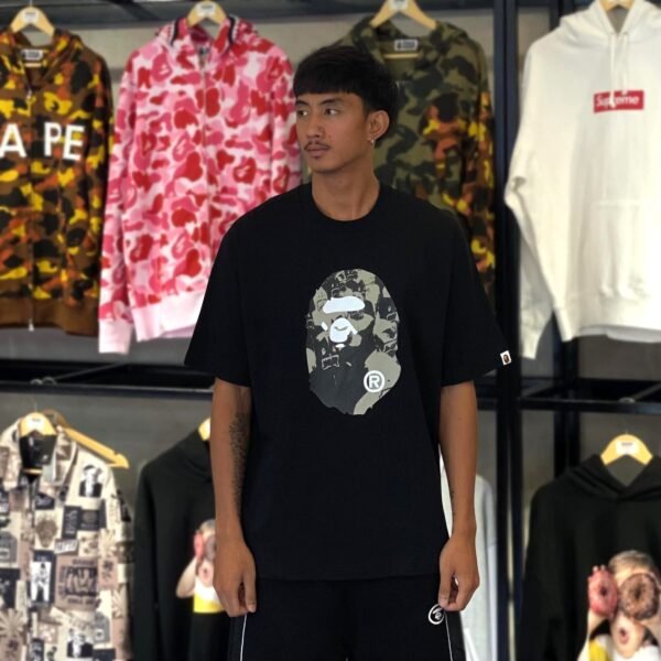 BRANDNEW BAPE Seijin Ape Head Relaxed Fit Black Tee (Large)