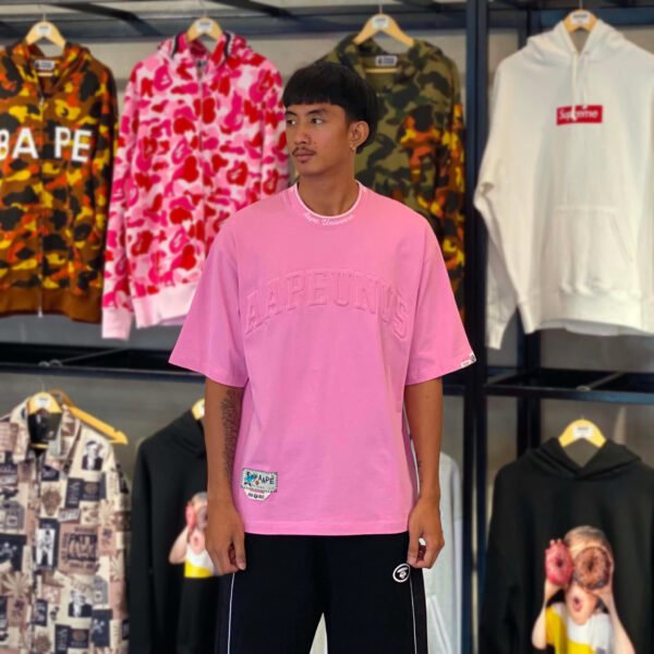 BRANDNEW AAPE BY *A BATHING APE® Embossed Logo Relaxed Fit Pink Tee (Medium)