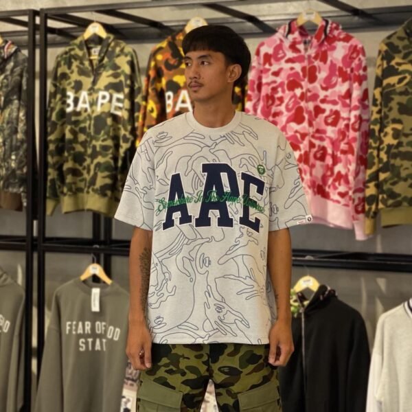 BRANDNEW AAPE BY *A BATHING APE® Patterned Gray Tee (Large) - SOLD