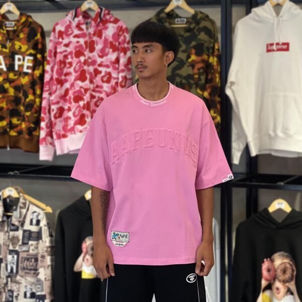 BRANDNEW AAPE BY *A BATHING APE® Embossed Logo Relaxed Fit Pink Tee (Large) - SOLD