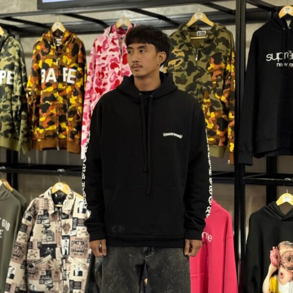 BRANDNEW CHROME HEARTS Scroll Logo Black Hoodie (Large) - SOLD