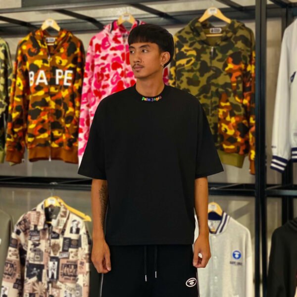 BRANDNEW PALM ANGELS Multi Color Logo Black Tee (Large) – SOLD