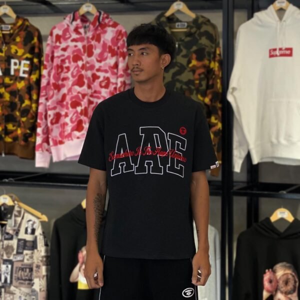 BRANDNEW AAPE BY *A BATHING APE® Patterned Black Tee (Medium)