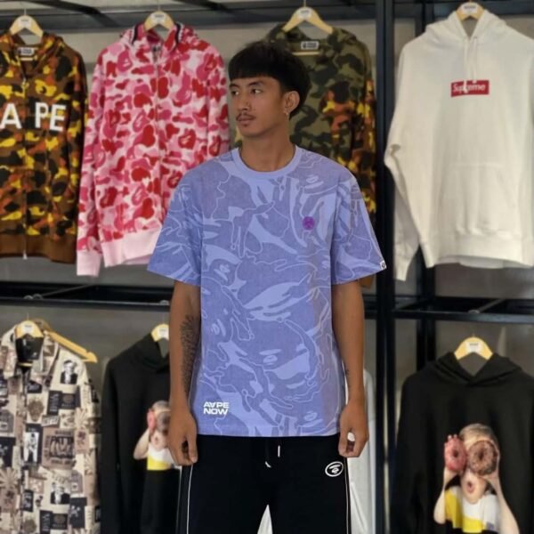 BRANDNEW AAPE BY *A BATHING APE® Moonface Logo Purple Camo Tee (XL)