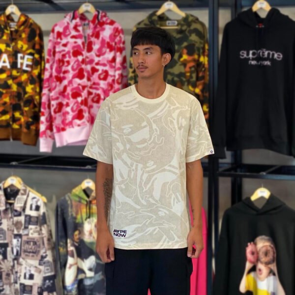 BRANDNEW AAPE BY *A BATHING APE® Moonface Logo Ivory Camo Tee (XL)
