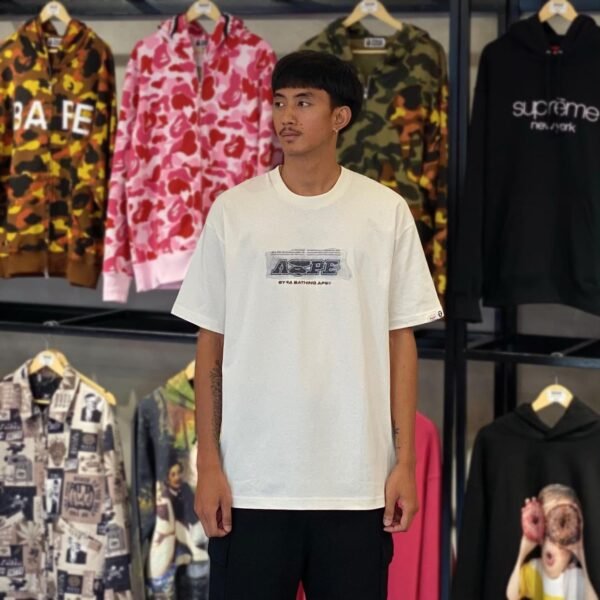 BRANDNEW AAPE BY *A BATHING APE® Newspaper Theme Main Ivory Tee (XL)