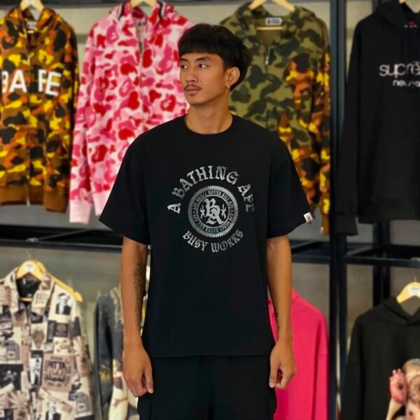 BRANDNEW BAPE Busy Works High Tone Bleach Black Tee (XL)