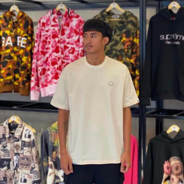 BRANDNEW AAPE BY *A BATHING APE® Moonface Logo Relaxed Fit Ivory Tee (Large)