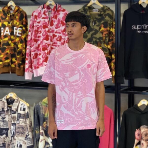 BRANDNEW AAPE BY *A BATHING APE® Moonface Logo Pink Camo Tee (XL) - SOLD