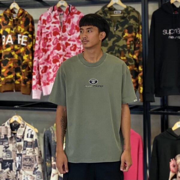BRANDNEW AAPE BY *A BATHING APE® Moonface Graphic Khaki Green Tee (Large) - SOLD