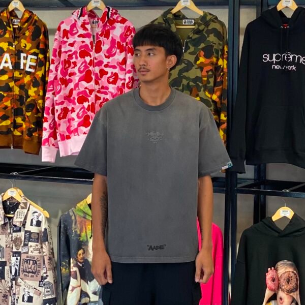 BRANDNEW AAPE BY *A BATHING APE® Big Ape Face Graphic Print Acid Gray Tee (XL)
