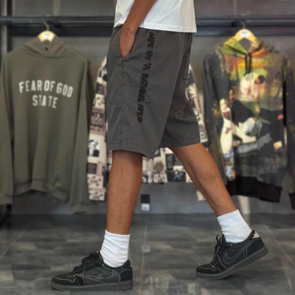 BRANDNEW AAPE BY *A BATHING APE® Logo Patch Gray Woven Shorts (Medium) - SOLD