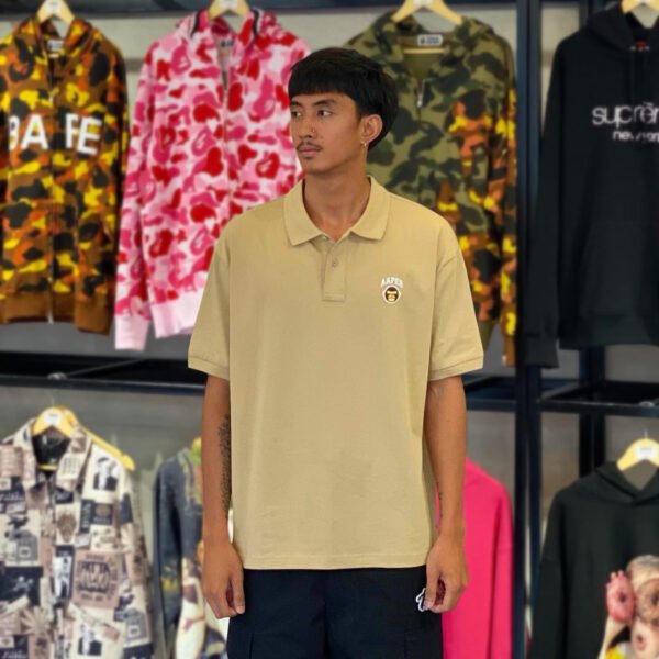 BRANDNEW AAPE BY *A BATHING APE®AAPER Logo Beige Polo Shirt (Large)