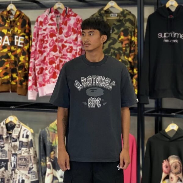 BRANDNEW BAPE Beads College Logo Acid Black Relaxed Fit Tee (Large) - SOLD