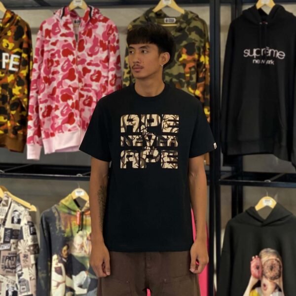 BRANDNEW BAPE Trial Camo Asnka Black Tee (Large)