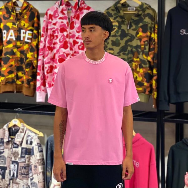 BRANDNEW AAPE BY *A BATHING APE® Moonface Logo Relaxed Fit Pink Tee (Large)
