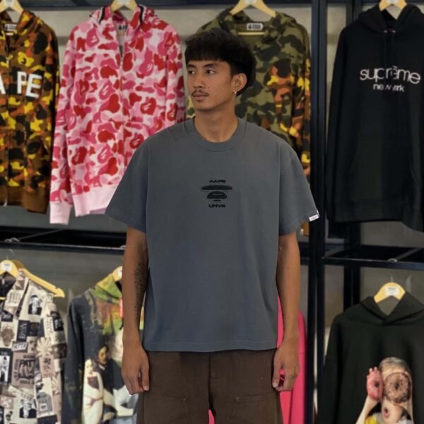 BRANDNEW AAPE BY *A BATHING APE® UNVS Moonface Dark Gray Tee (Large)