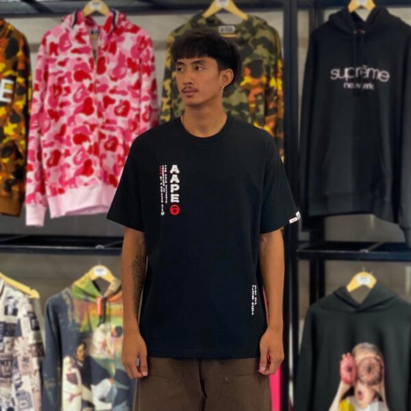 BRANDNEW AAPE BY *A BATHING APE® Japanese Motif Black Tee (Large)