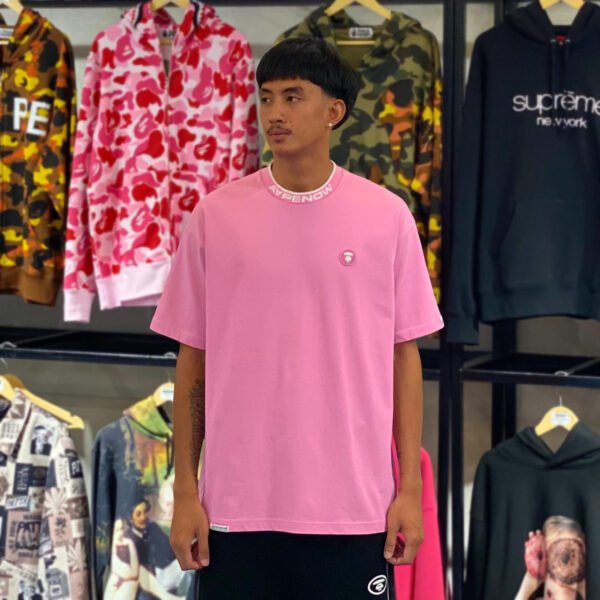 BRANDNEW AAPE BY *A BATHING APE® Moonface Logo Relaxed Fit Pink Tee (Medium)
