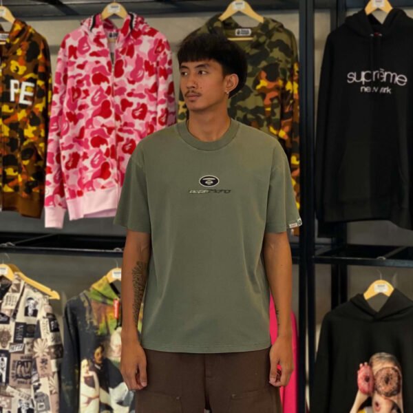 BRANDNEW AAPE BY *A BATHING APE® Moonface Graphic Khaki Green Tee (Medium)