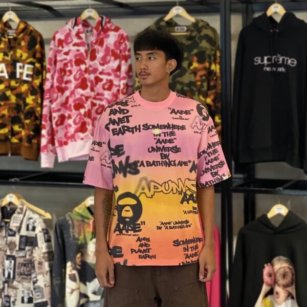 BRANDNEW AAPE BY *A BATHING APE® Graffiti Spray Pink Gradient Tee (Large) - SOLD