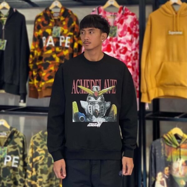 BRANDNEW ADLV x Gundam Mobile Suit Wing Portrait Black Sweatshirt (size 2)