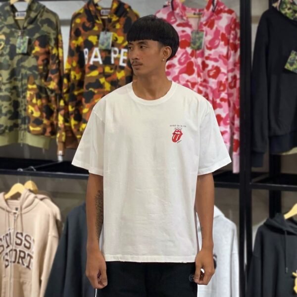 BRANDNEW ADLV x Rolling Stones Basic Logo Distressed White Tee (size 3)