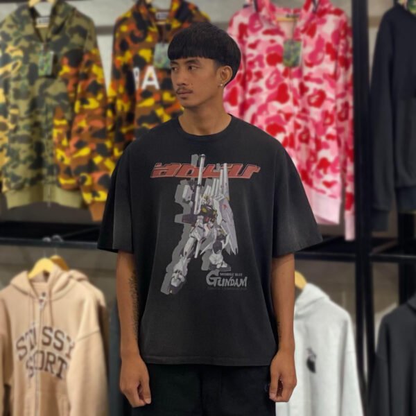 BRANDNEW ADLV x Gundam Mobile Suit Char’s Counterattack Washed Charcoal Black Tee (size 2)