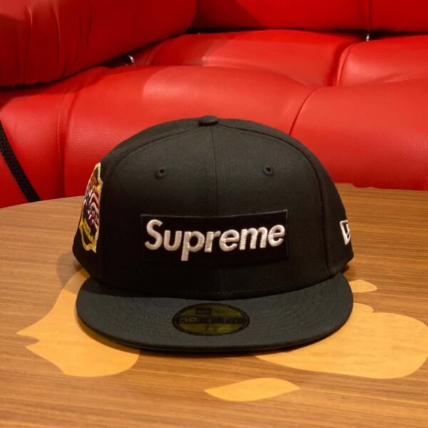 BRANDNEW SUPREME x FDNY x New Era 59Fifty Box Logo Black Fitted Cap (size 7 3/8)