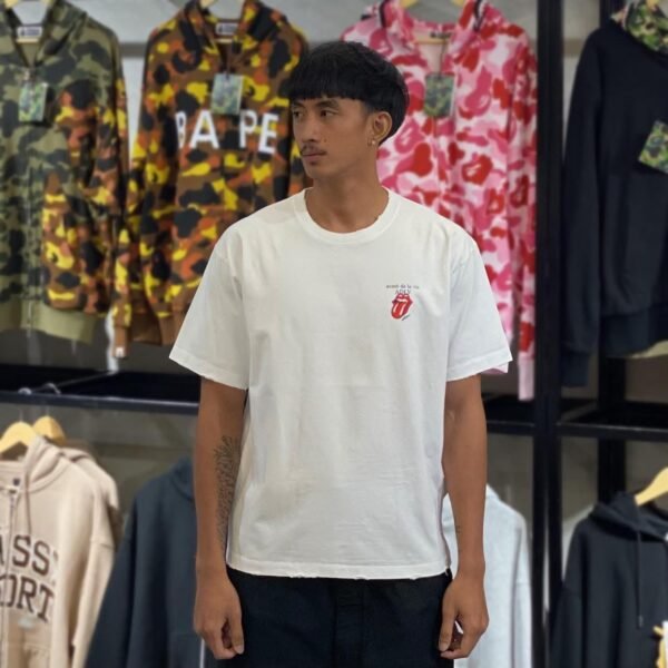 BRANDNEW ADLV x Rolling Stones Basic Logo Distressed White Tee (size 1)