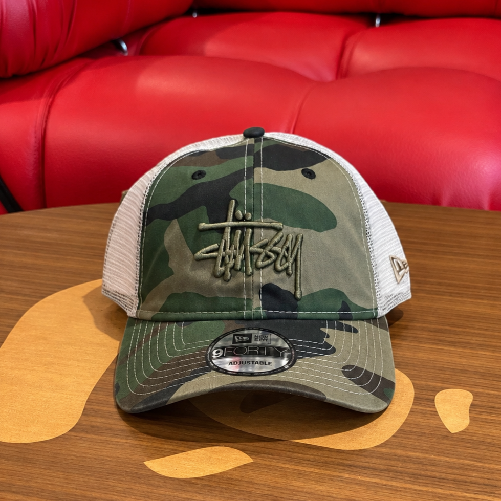 BRANDNEW STUSSY x New Era Basic 9TWENTY Woodland Camo Trucker Cap – SOLD