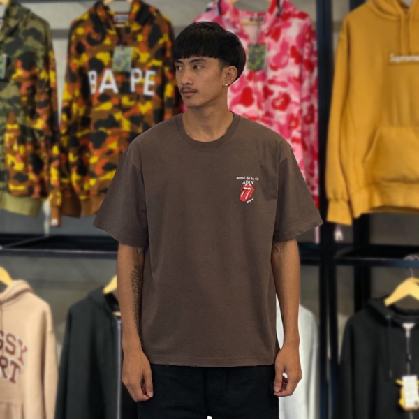 BRANDNEW ADLV x Rolling Stones Basic Logo Distressed Brown Tee (size 2) - SOLD