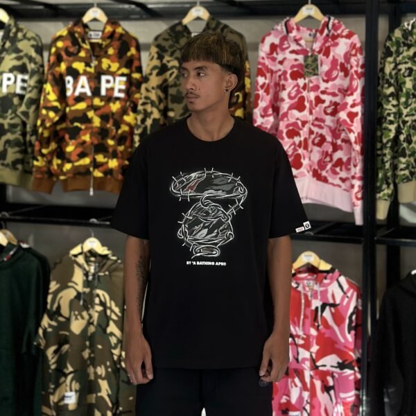 BRANDNEW AAPE BY *A BATHING APE® Thorn Wire Ape Man Black Tee (XL)