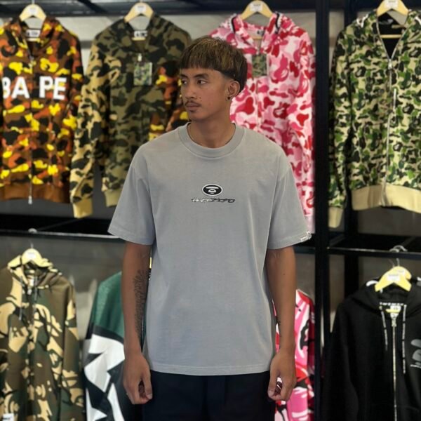 BRANDNEW AAPE BY *A BATHING APE® Moonface Graphic Gray Tee (Large)