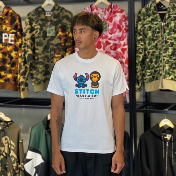 BRANDNEW BAPE x Disney Stitch & Baby Milo White Tee (Medium)