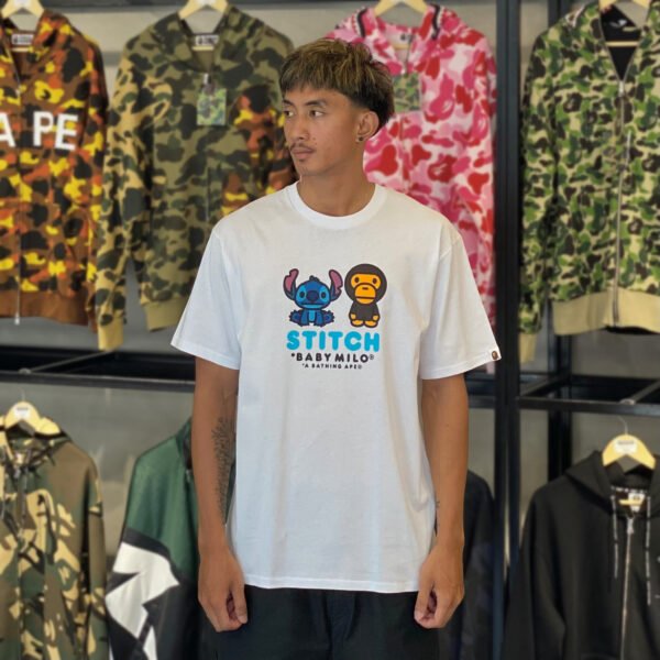 BRANDNEW BAPE x Disney Stitch & Baby Milo White Tee (XL)