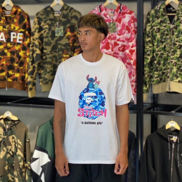 BRANDNEW BAPE x Disney Stitch ABC Camo Ape Head White Tee (XL)