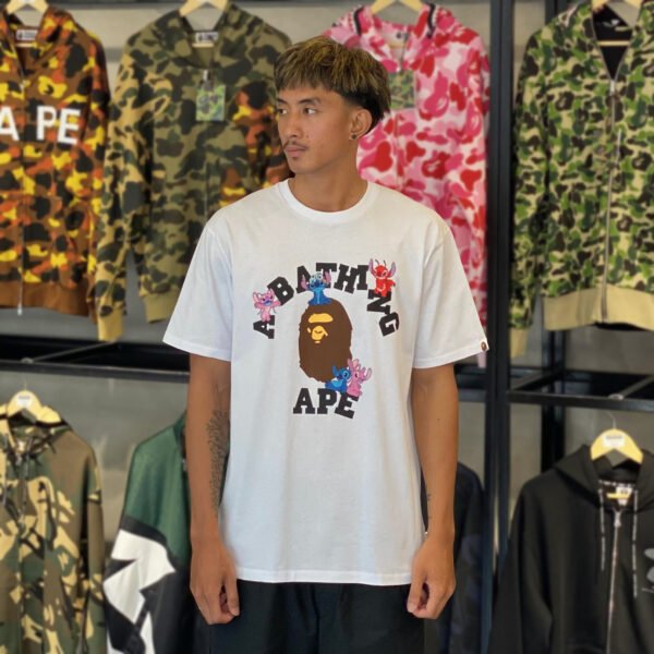 BRANDNEW BAPE x Disney Stitch & Friends College White Tee (XL)