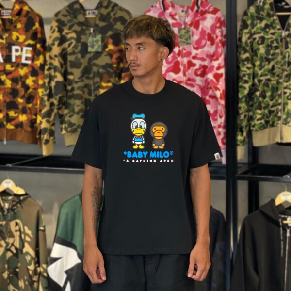 BRANDNEW BAPE x Disney Donald Duck Baby Milo Relaxed Fit Black Tee (Medium)