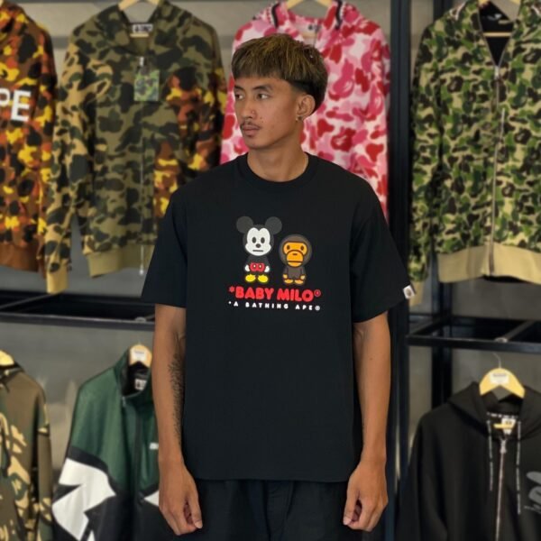 BRANDNEW BAPE x Disney Mickey Mouse Baby Milo Relaxed Fit Black Tee (Large)
