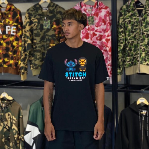 BRANDNEW BAPE x Disney Stitch & Baby Milo Black Tee (XL)