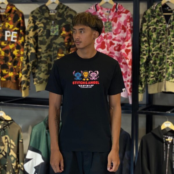 BRANDNEW BAPE x Disney Stitch & Angel Baby Milo Black Tee (Medium)
