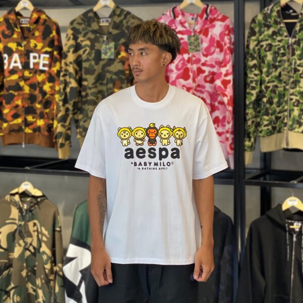 BRANDNEW BAPE x Aespa Baby Milo Lemonade Relaxed Fit White Tee (Large)