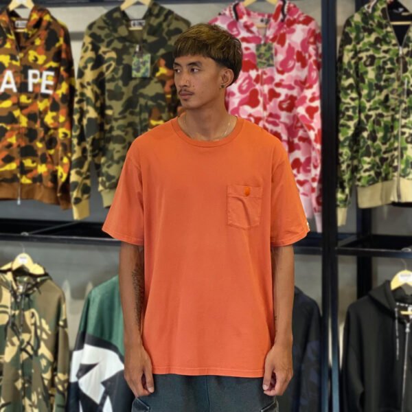 BRANDNEW BAPE Garment Dye One Point Orange Pocket Tee (2XL)