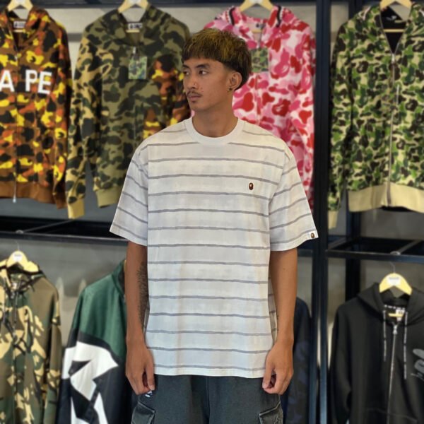 BRANDNEW BAPE Wave Pattern One Point Relaxed Fit Gray Tee (Large)