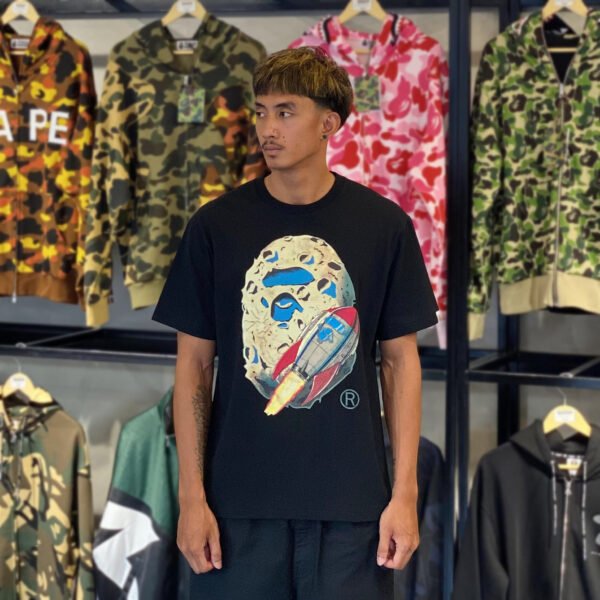 BRANDNEW BAPE Moon Ape Head Black Tee (Large)